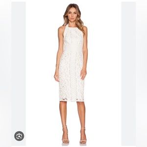LOVER White Lace Halter Midi Dress